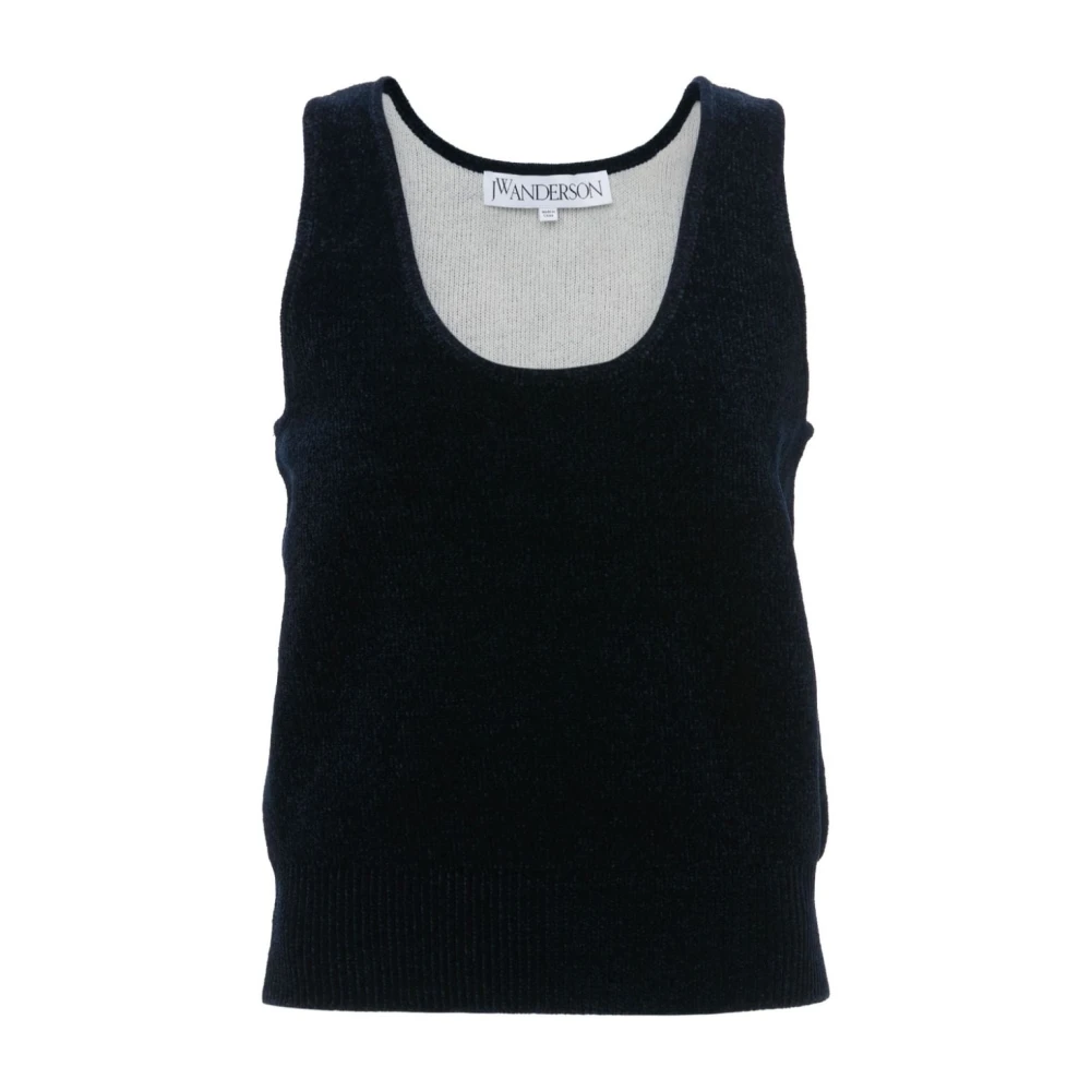JW Anderson Mouwloze Ronde Hals Ribtop Black Dames