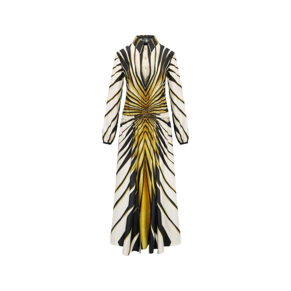 Roberto Cavalli Yellow Ray Of Gold Print Silk Midi Dress - Female - Midi Dresses - Xl - Dresses