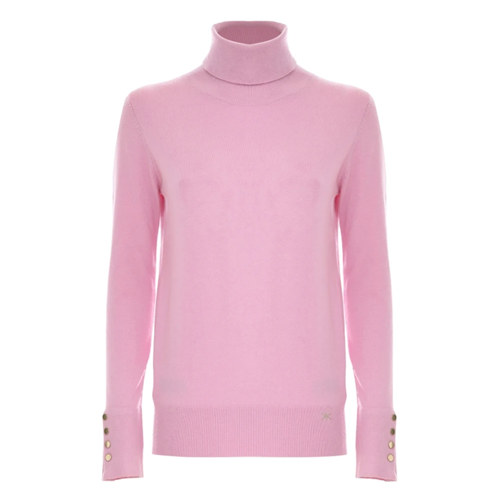 Kocca Zachte Gebreide Polo Hals Trui Pink Dames
