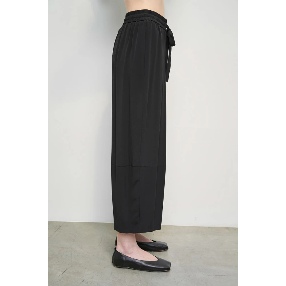 MeiMeiJ Wijde pijpen Crepe de Chine broek Black Dames