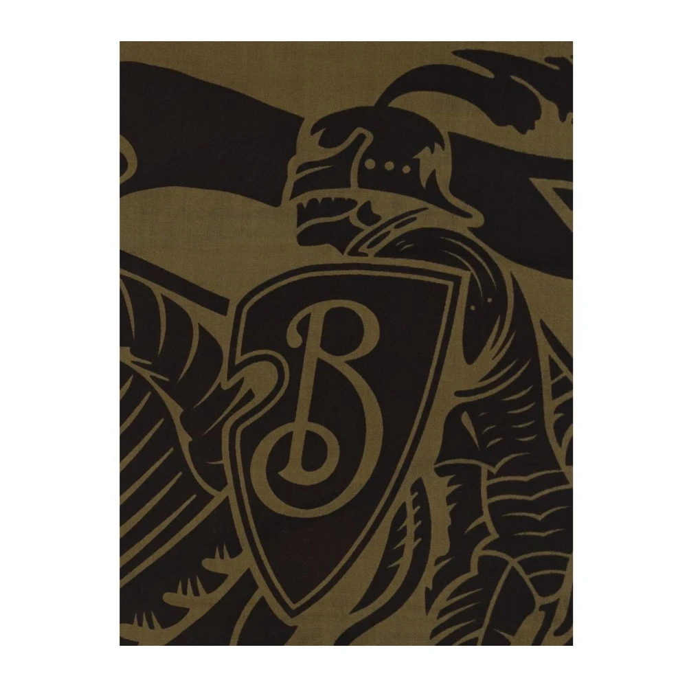 Burberry Equestrian Knight Wollen Sjaal met Rafelranden Brown Dames