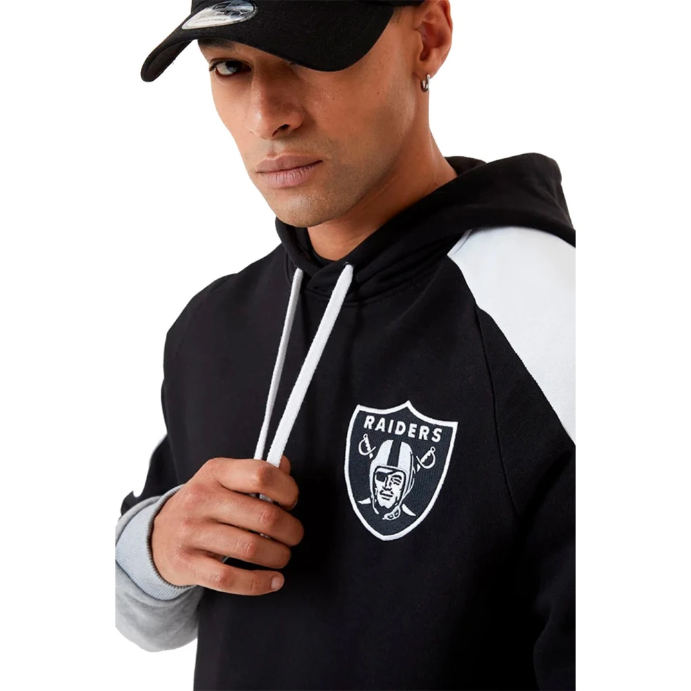 new era Zwarte Raiders Contrast Panel Hoodie Black Heren