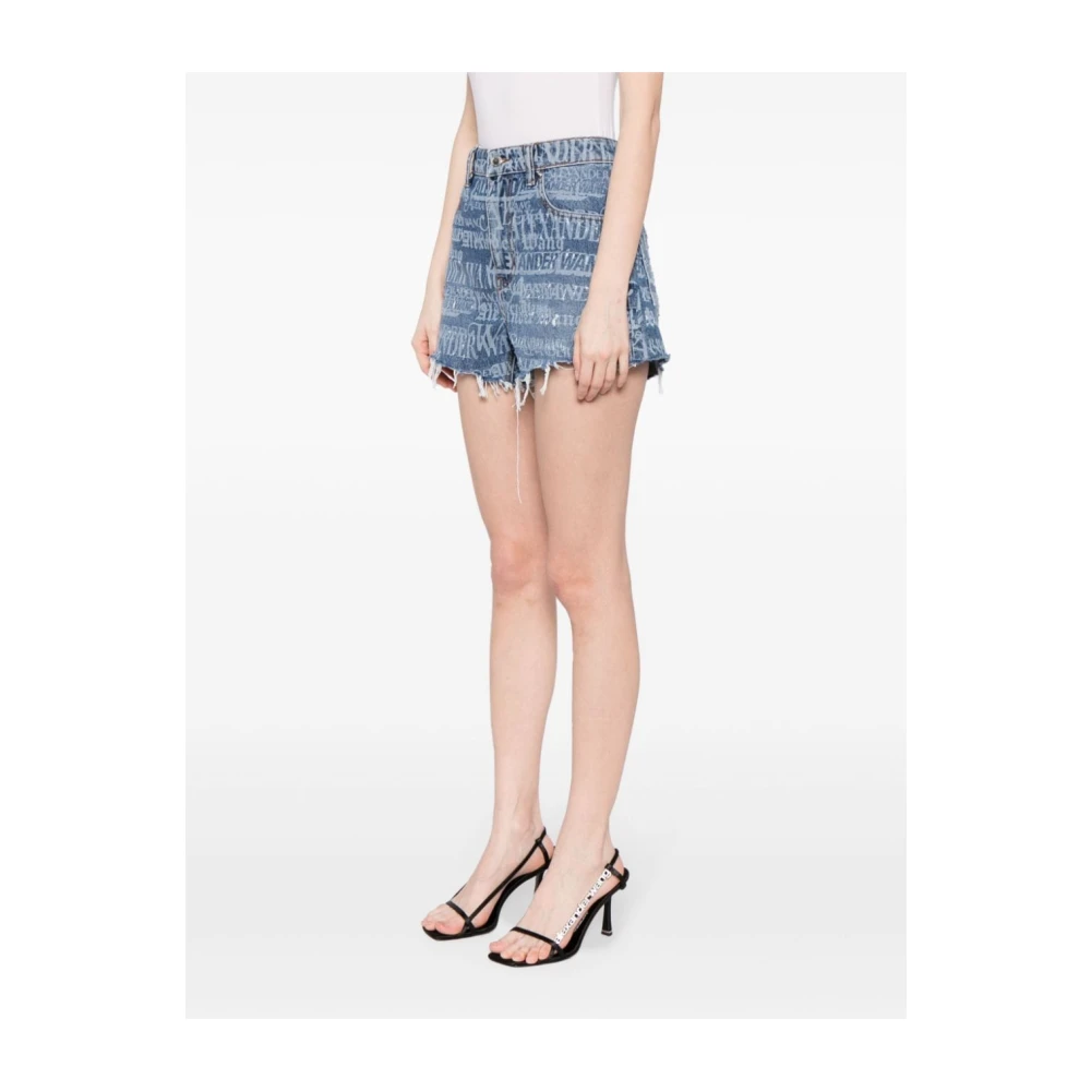 alexander wang Bite Short Shredded Logo Blue Dames
