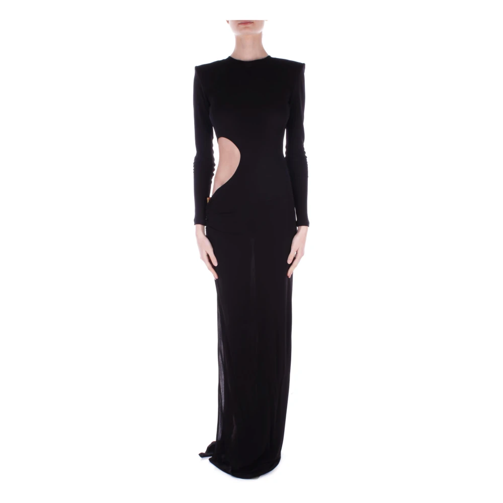 Elisabetta Franchi Zwarte Jurk met Achterrits Split Black Dames