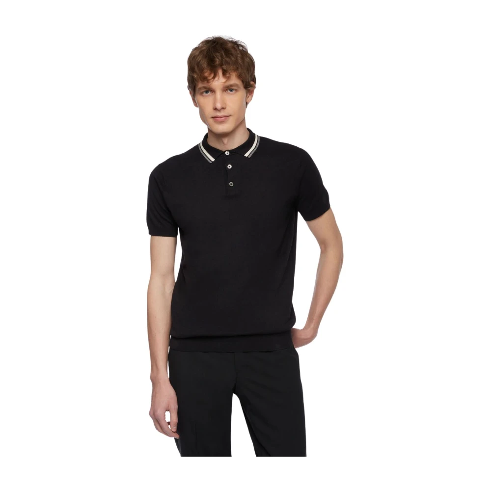 Brooks Brothers Men's Black Linen And Cotton Polo Shirt