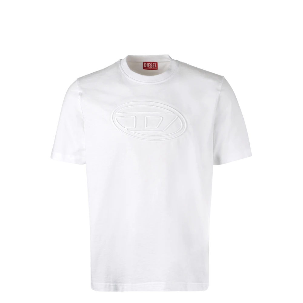Diesel Geëmbosseerd Ovaal Logo Crew-neck T-shirt White Heren