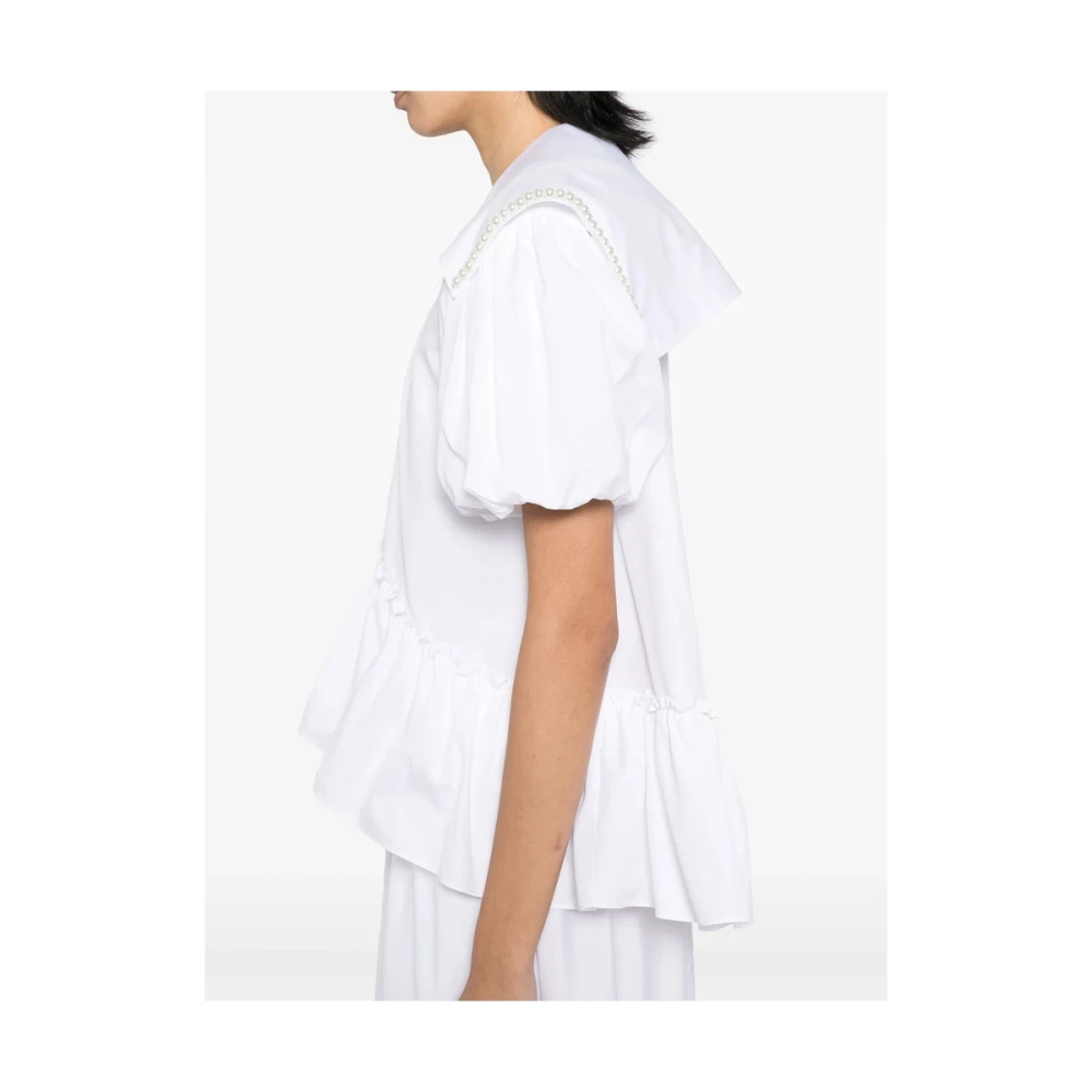 Simone Rocha Witte Faux-Parel Versierde Overhemd White Dames