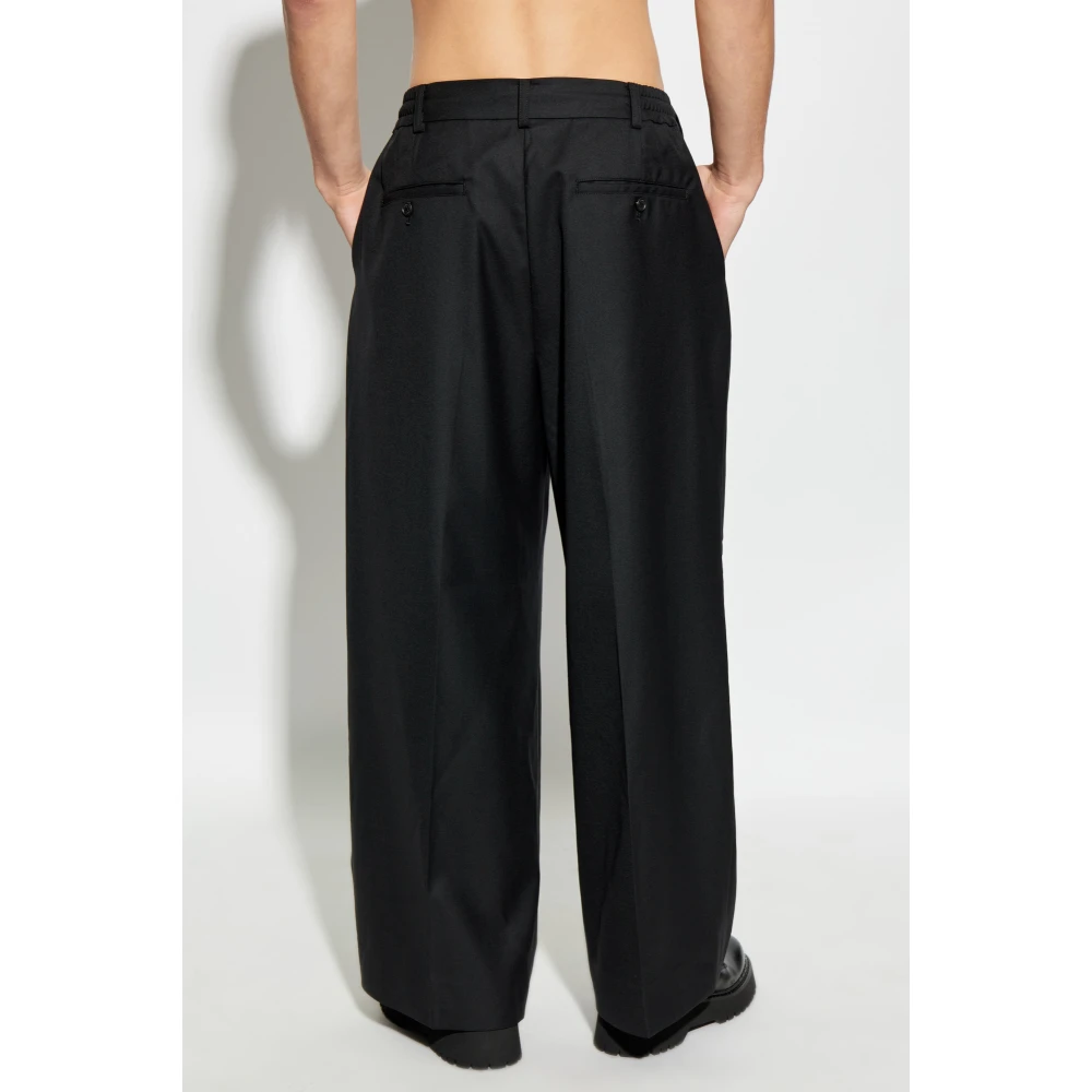 Comme des Garçons Wollen geplooide broek Black Heren