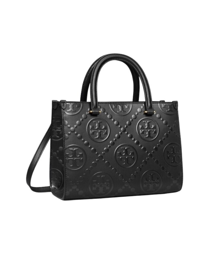 zwarte-monogram-in-relief-vierkante-tote-tas