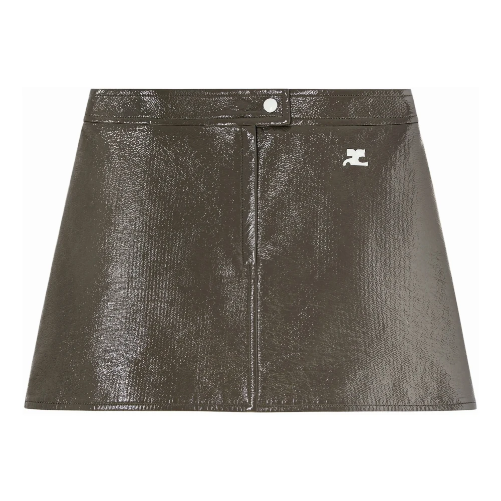 Courrèges Damen Brown,Gray Reedition Vinyl Mini Skirt,Reedition Minirock