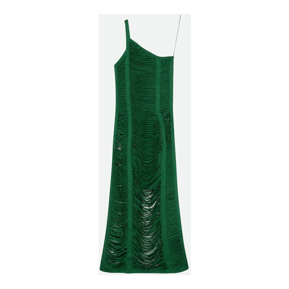 Circus Hotel Groene One-Shoulder Franje Jurk Green Dames