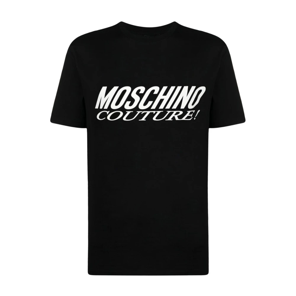 Moschino Men's Black T-Shirts,, Logo Print Crew Neck T-Shirt Medium