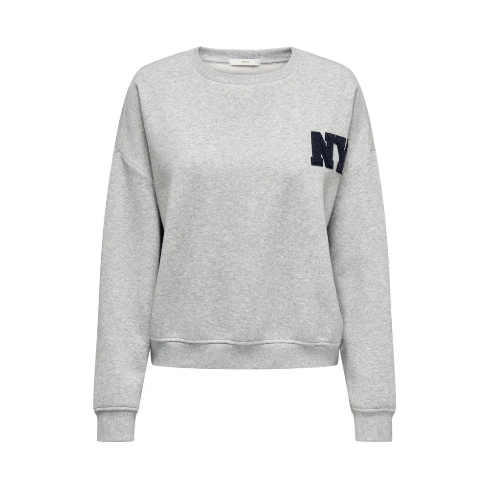 Only Life Crew Sweater met Lange Mouwen Gray Dames
