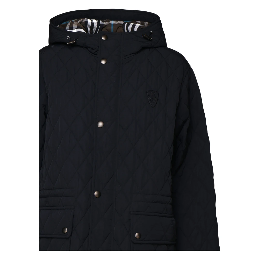 Burberry Zwarte Nylon Hooded Jas Black Dames