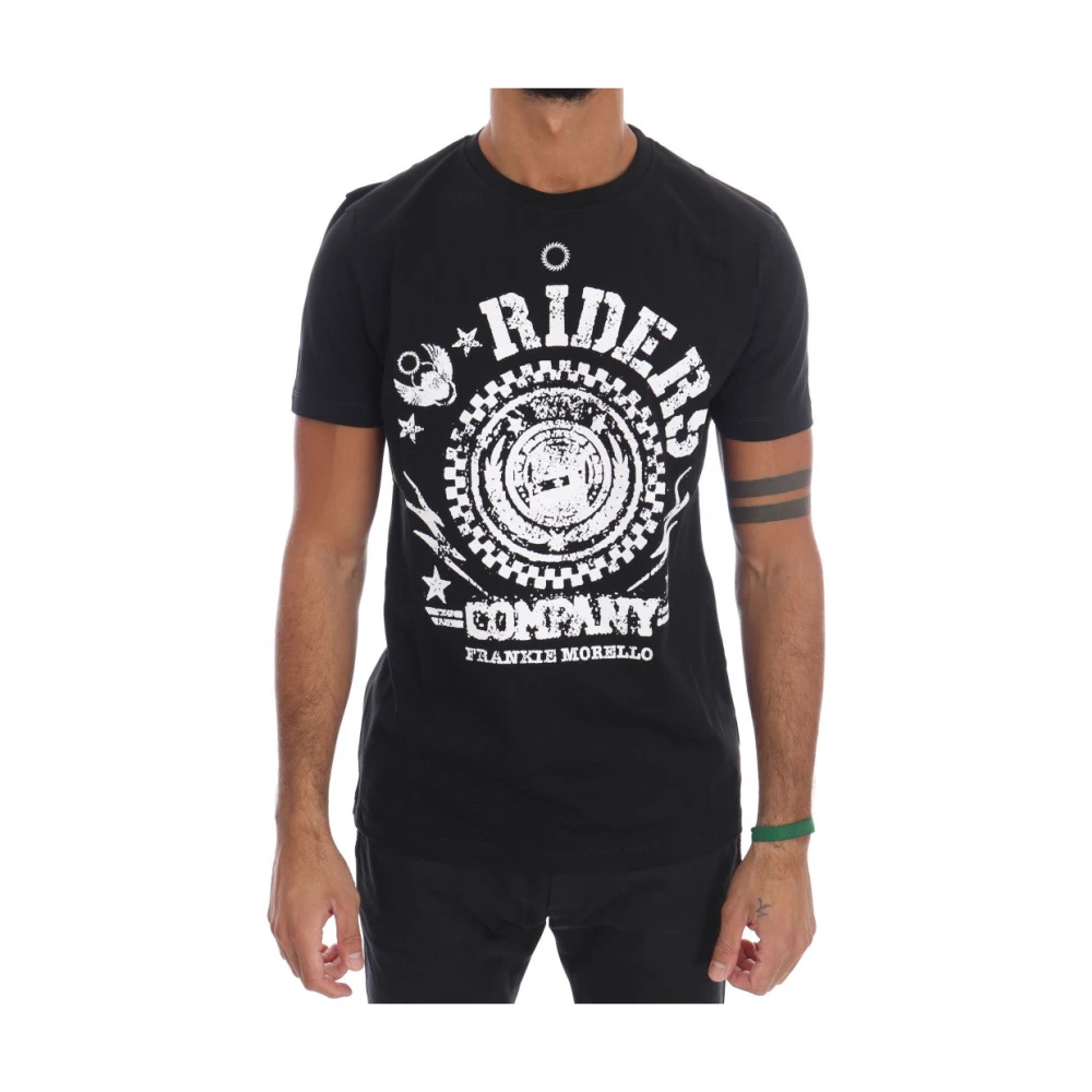 Frankie Morello Chique zwart T-shirt met 'RIDERS'-motief Black Heren