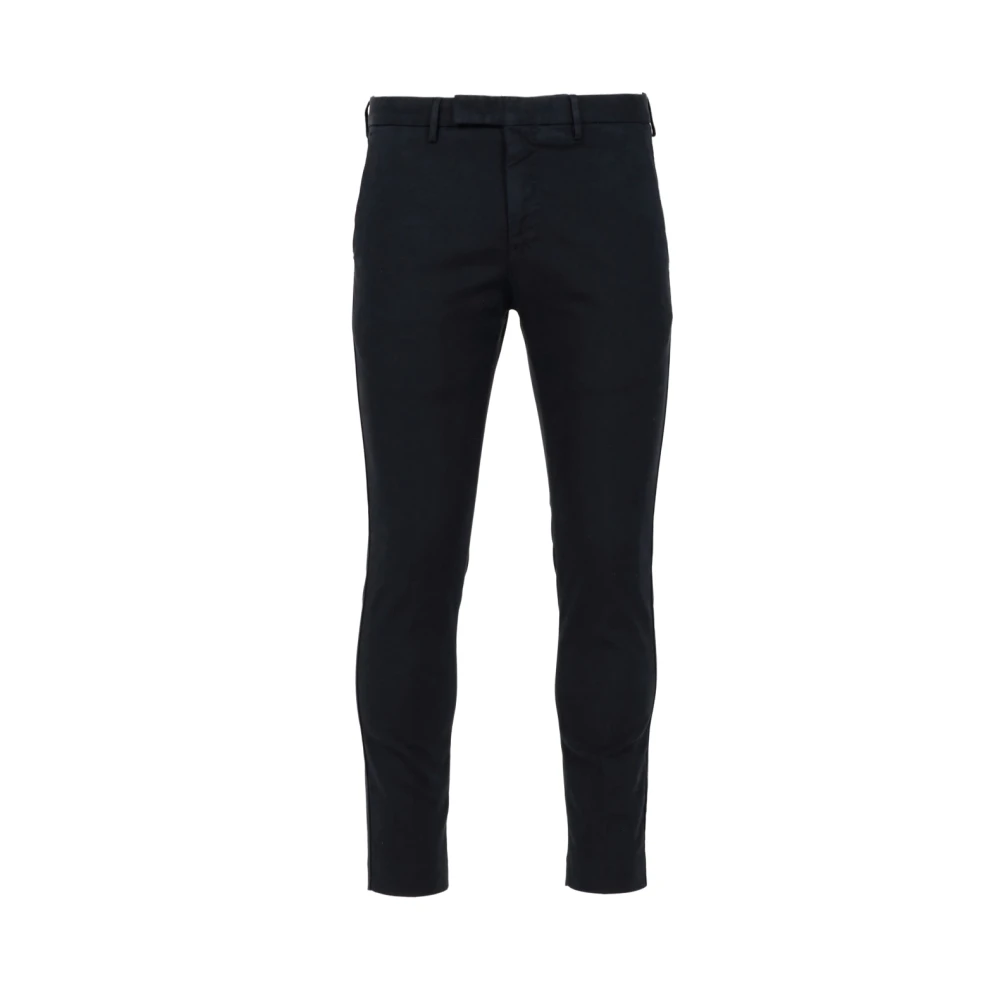 PT Torino Blauwe Katoenen Gabardine Maatwerk Broek Blue Heren