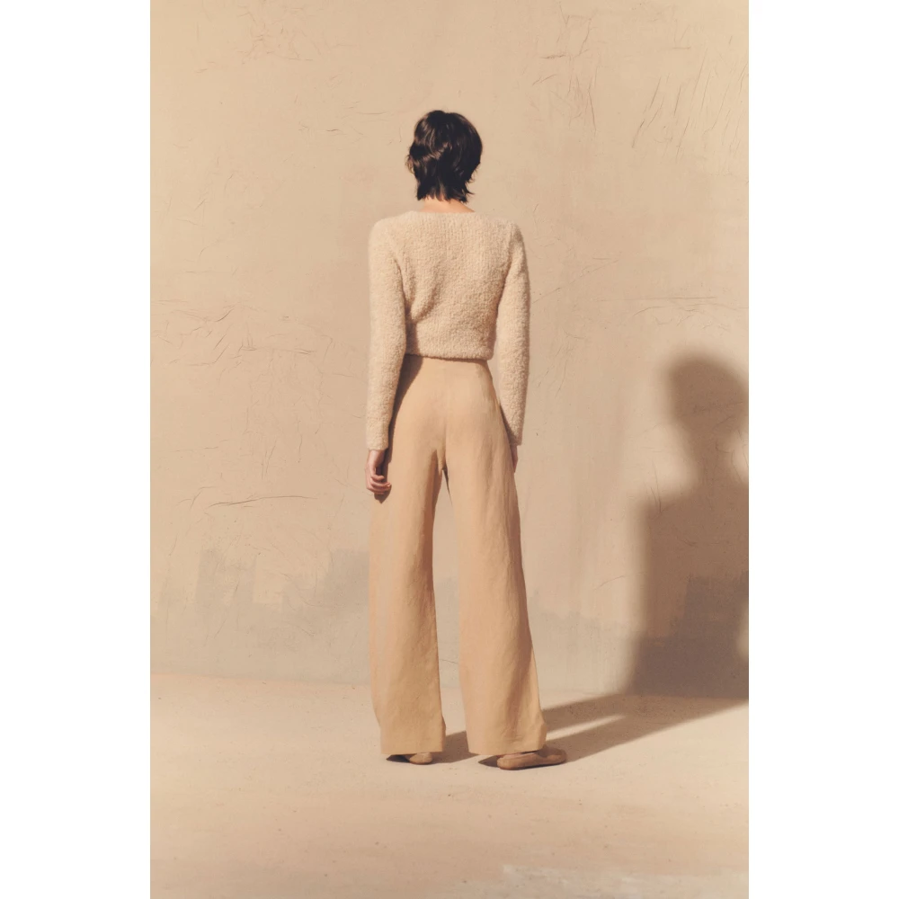 Cortana Linnen en wollen hoge taille broek Beige Dames