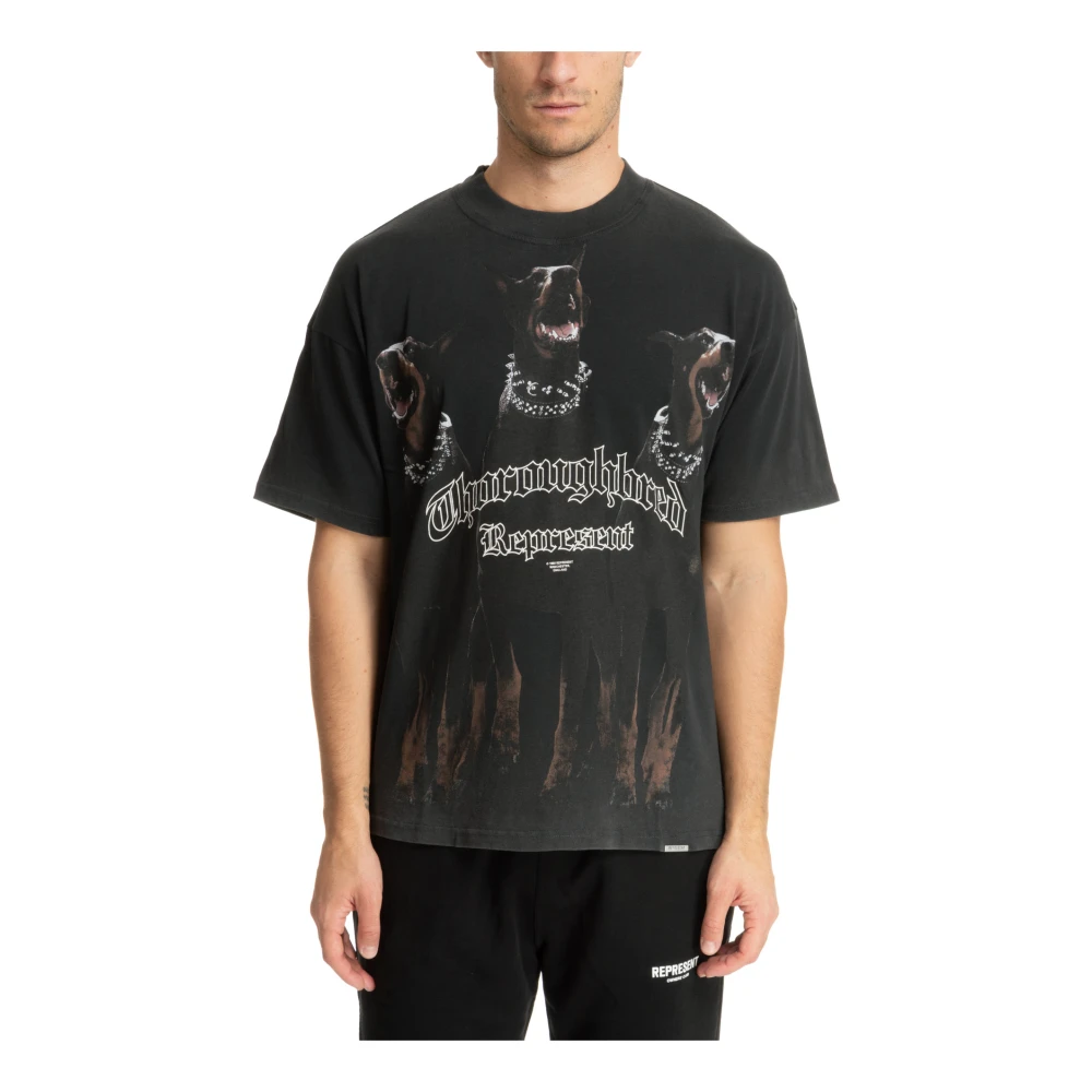 Represent Gestreept Logo T-shirt Black Heren