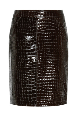 jupe-en-cuir-brillant-au-chocolat-noir-croco