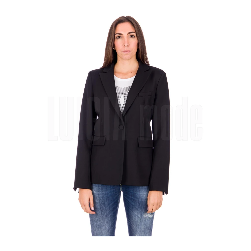 Pinko Technische Wollen Jas Black Dames