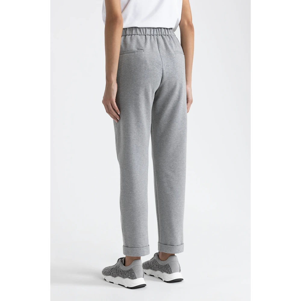 PESERICO Stretch katoenen fleeceb broek Gray Dames