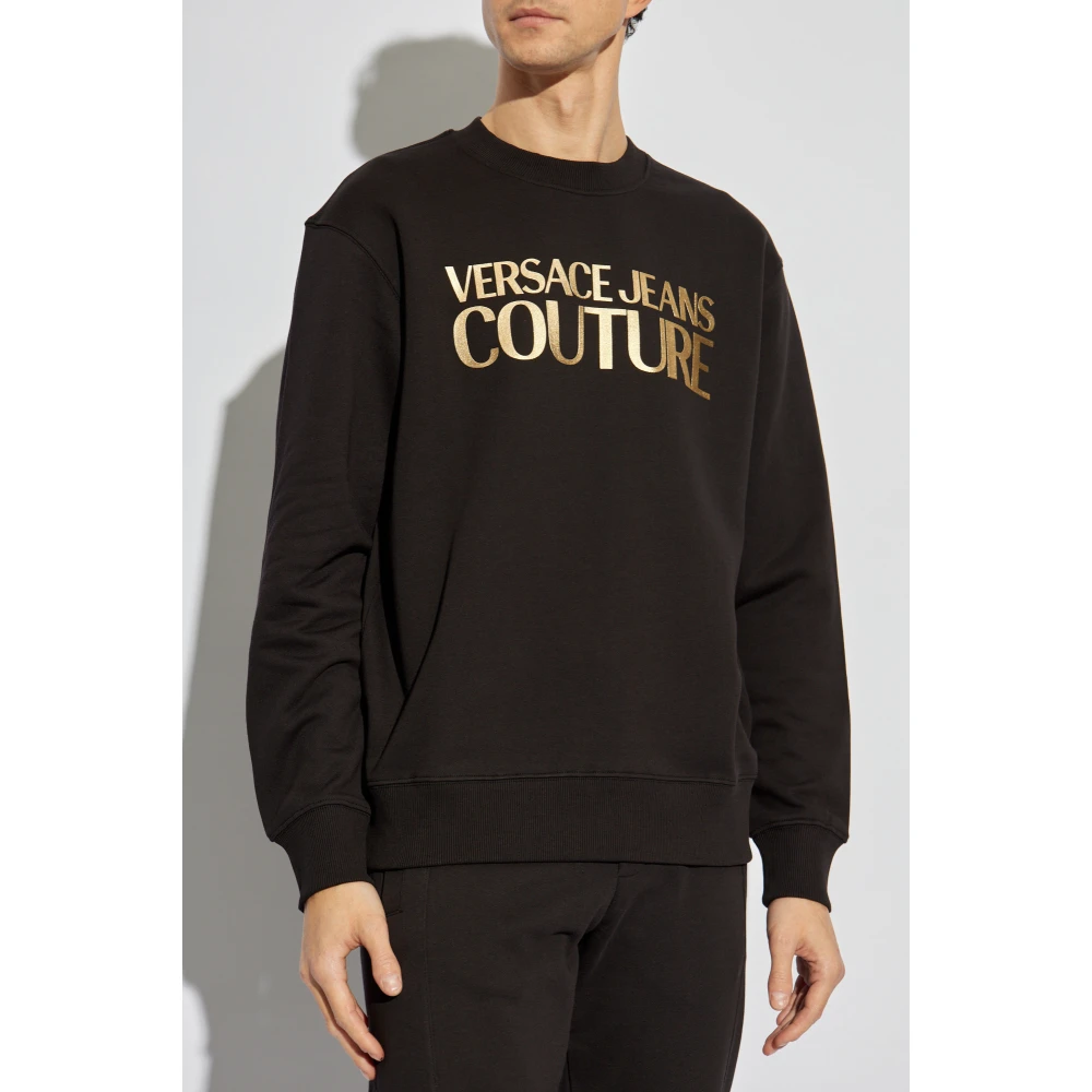 Versace Jeans Couture Sweatshirt met bedrukt logo Black Heren