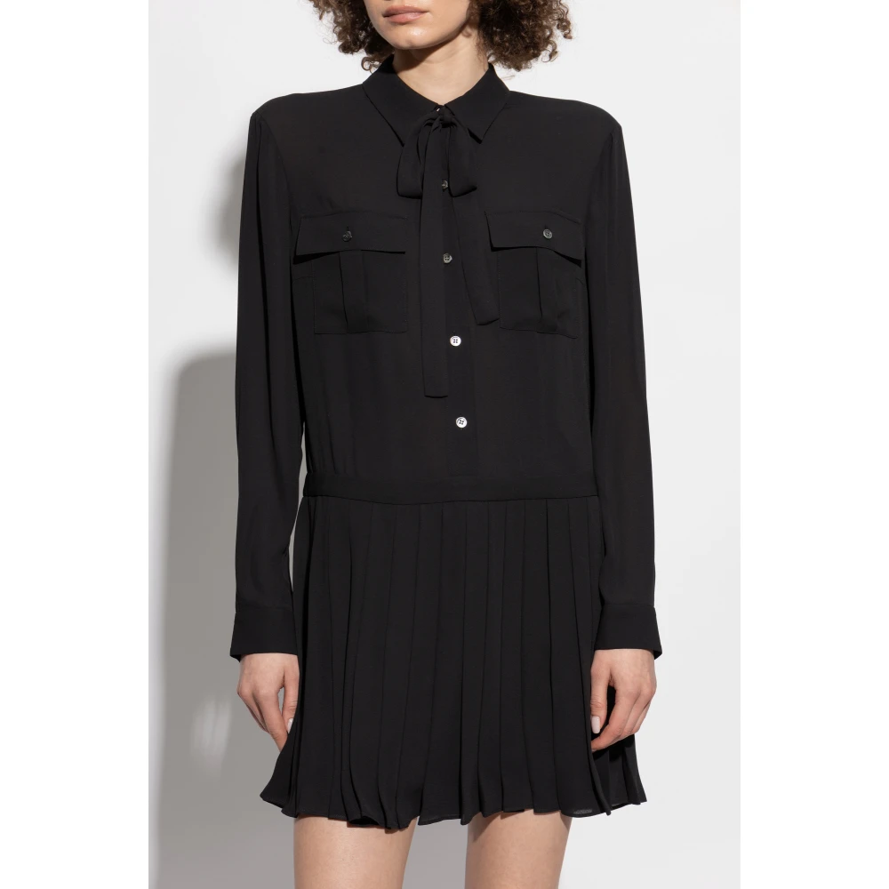Theory Jurk met geplooide zoom Black Dames