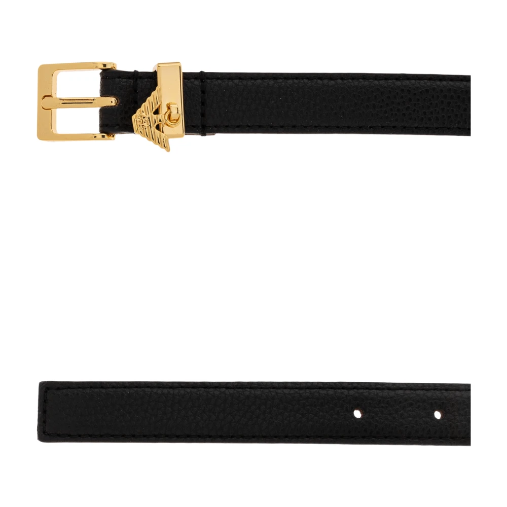 Emporio Armani Leren riem Black Dames