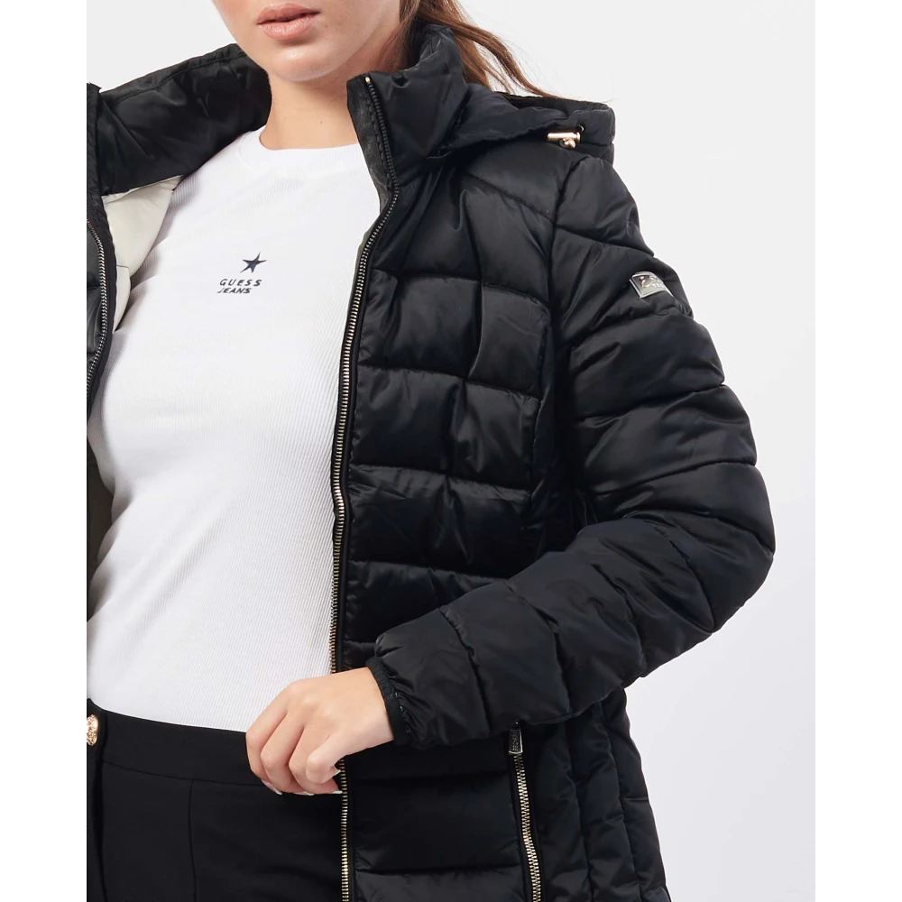 YES ZEE Zwarte Gewatteerde Hoodiejas Black Dames