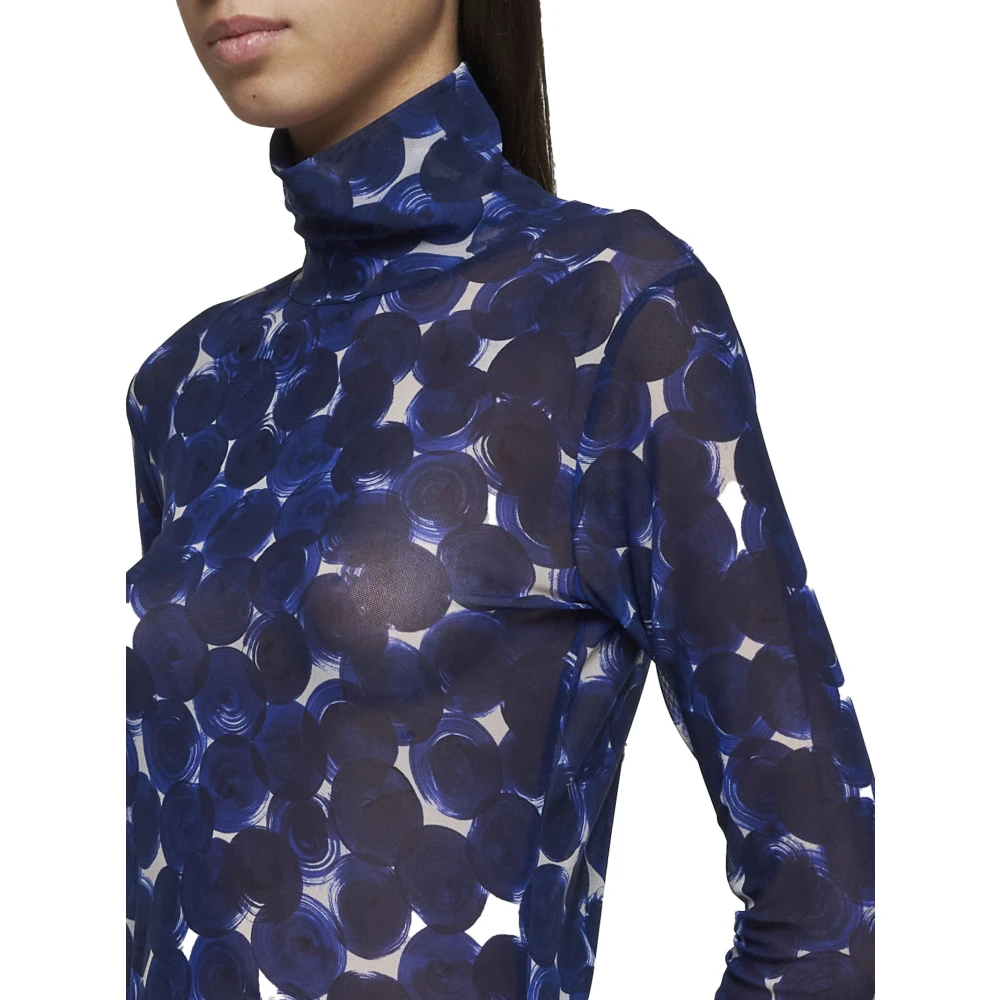 Dries Van Noten Blauw abstract print coltrui Blue Dames
