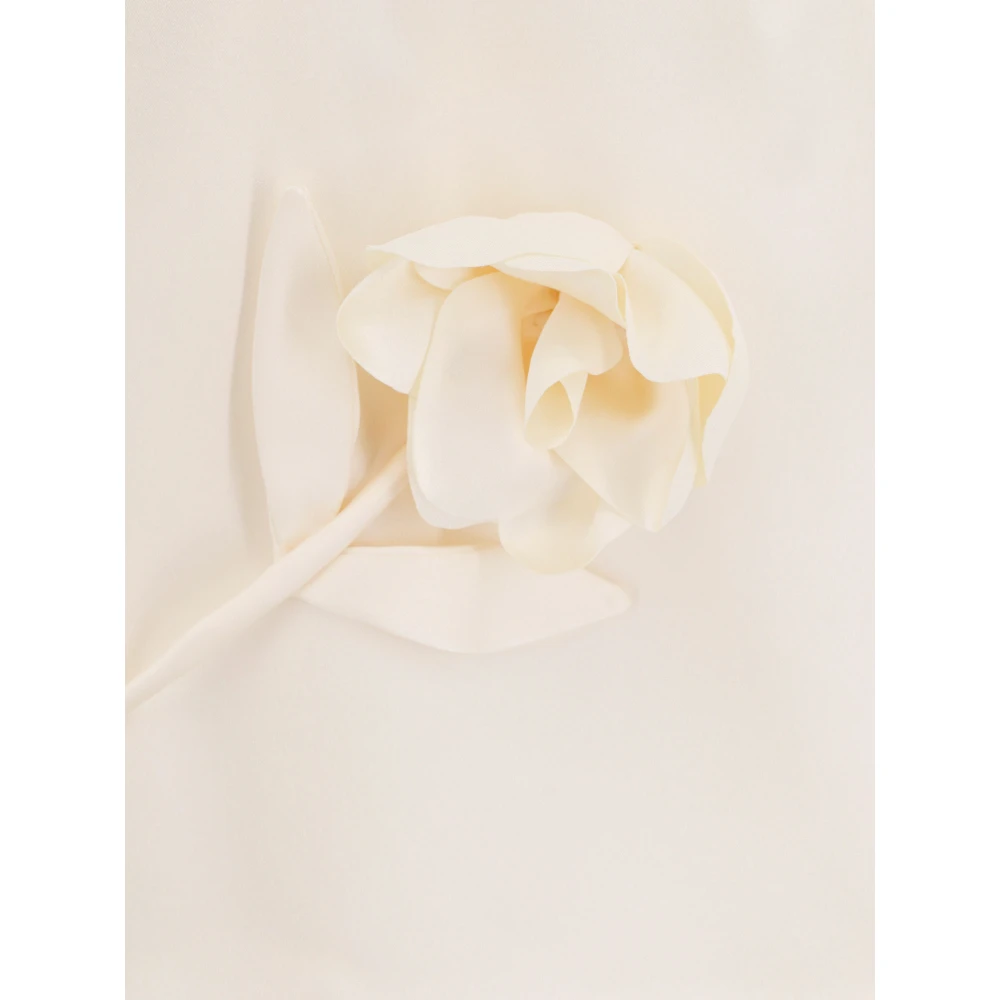Self Portrait Satijnen Jurk met 3D Bloemen Beige Dames