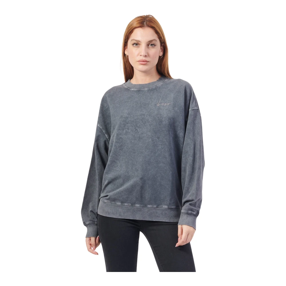 Hugo Boss Avslappnad passform stretch sweatshirt svart Black, Dam