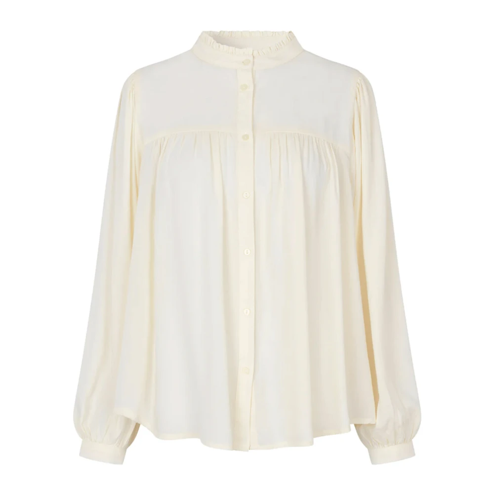 Lollys Laundry Feminine Carall Blouse met Ruchedetail Beige Dames