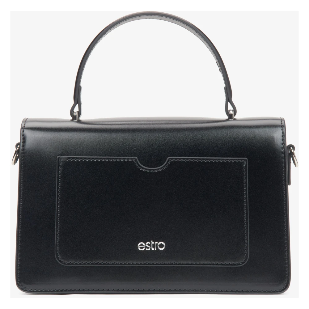 Estro Zwarte handtas voor vrouwen met zilveren hardware Black Dames