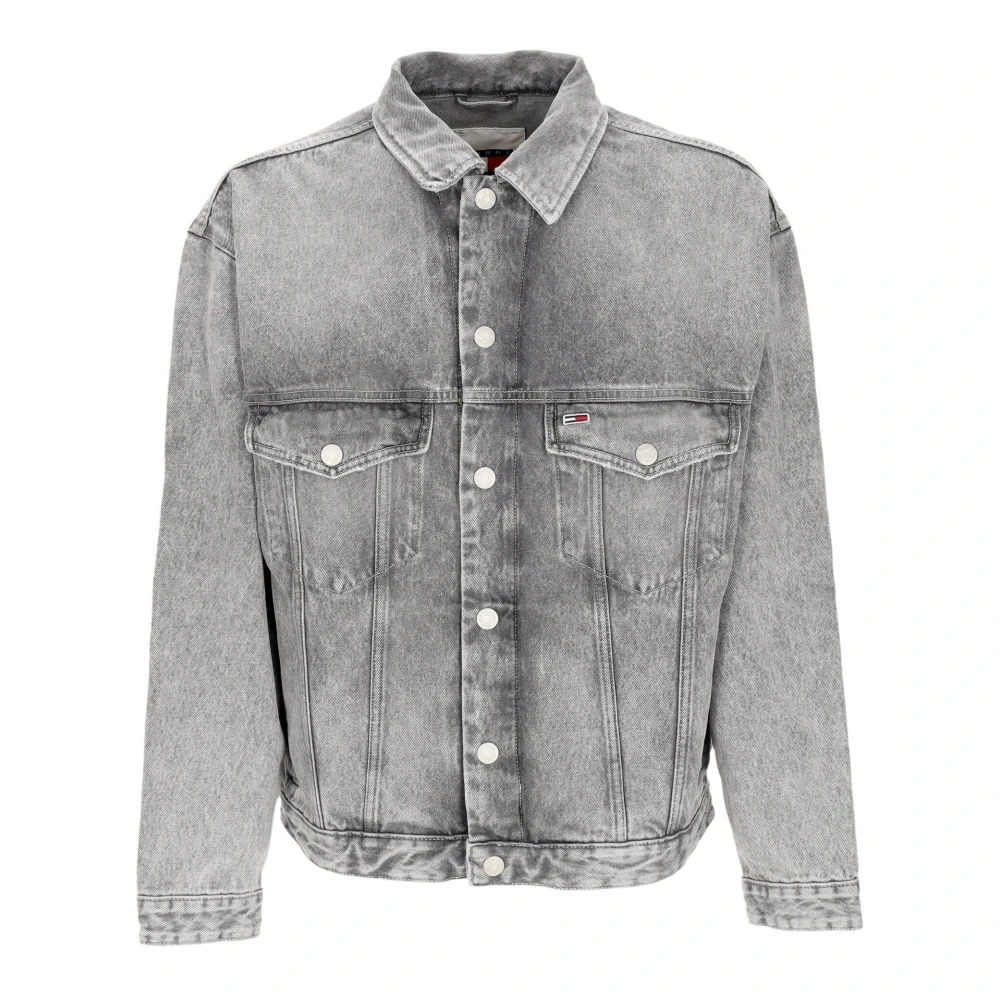 Tommy Hilfiger Zwarte Oversized Trucker Denim Jack Gray Heren