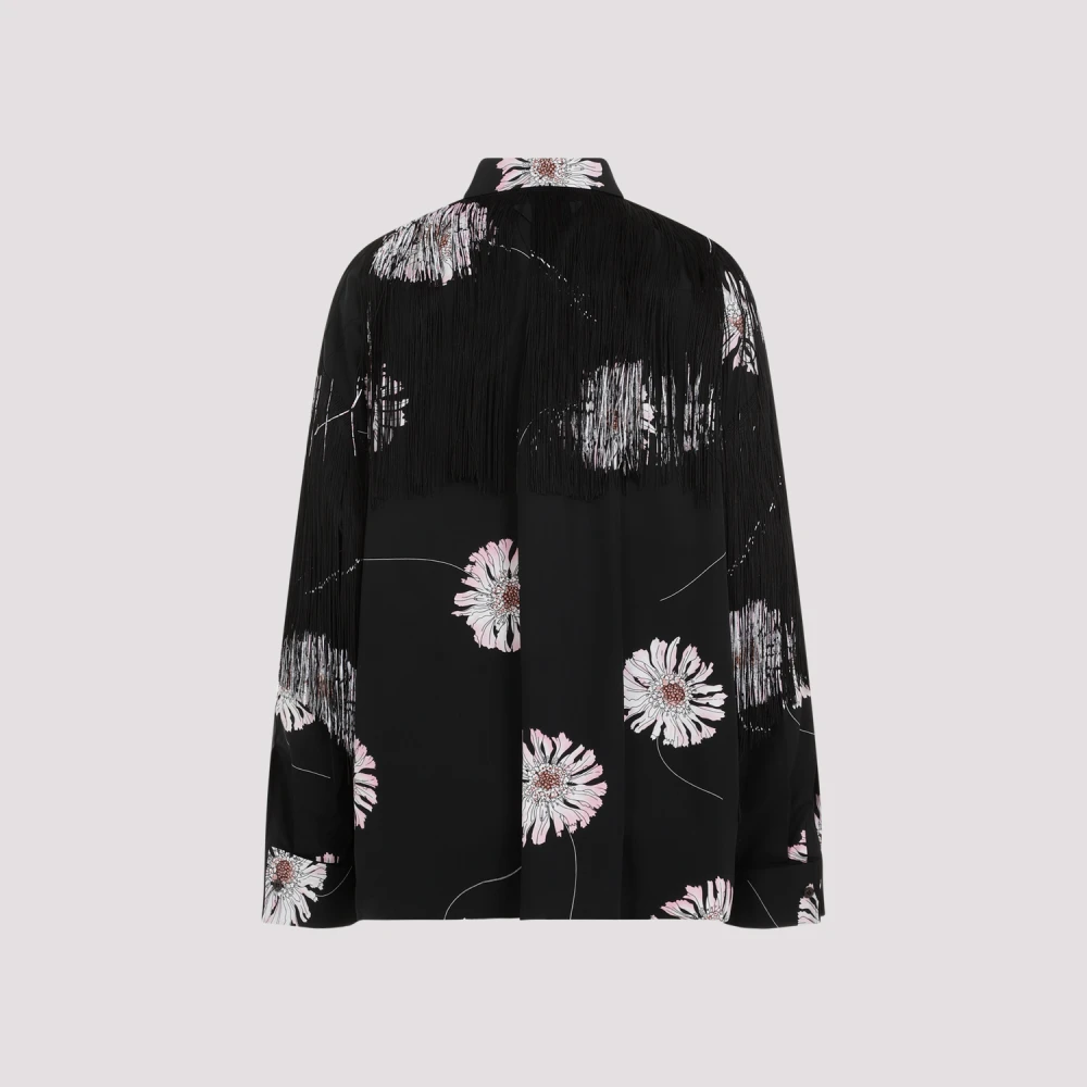 Prada Zwarte Bloemenprint Shirt Multicolor Dames