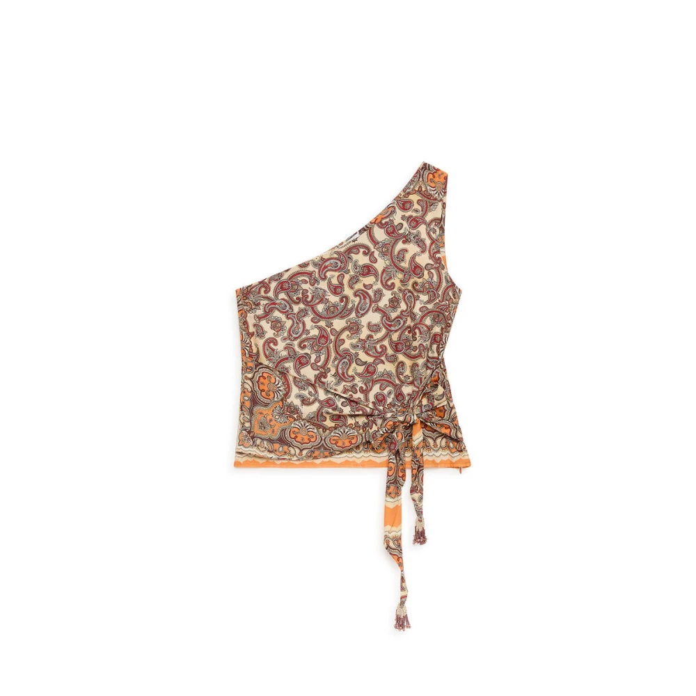 Maliparmi Women's Beige Sunset Paisley Top - Sleeveless Tops - L - Tops