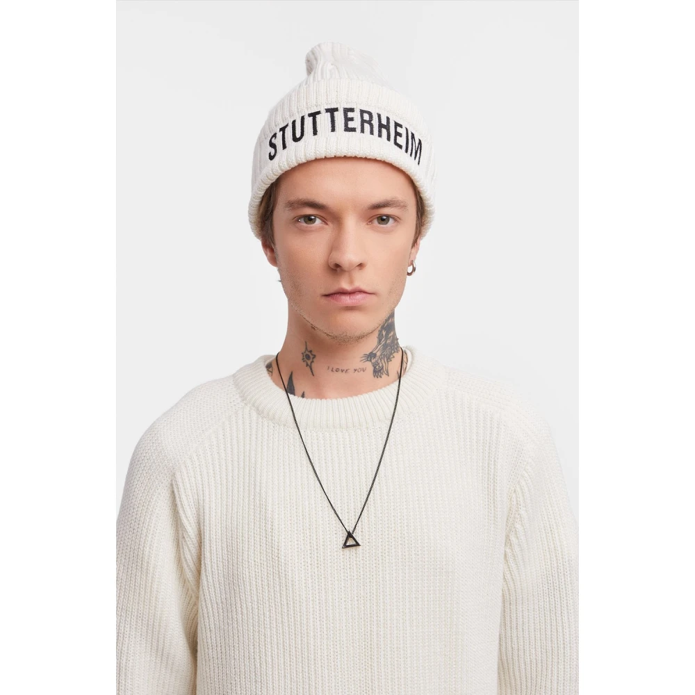 Stutterheim Merino Wol Ribgebreide Muts White Unisex