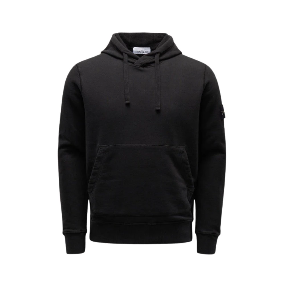 Stone Island Svart Bomullsfleece Hoodie Black, Herr