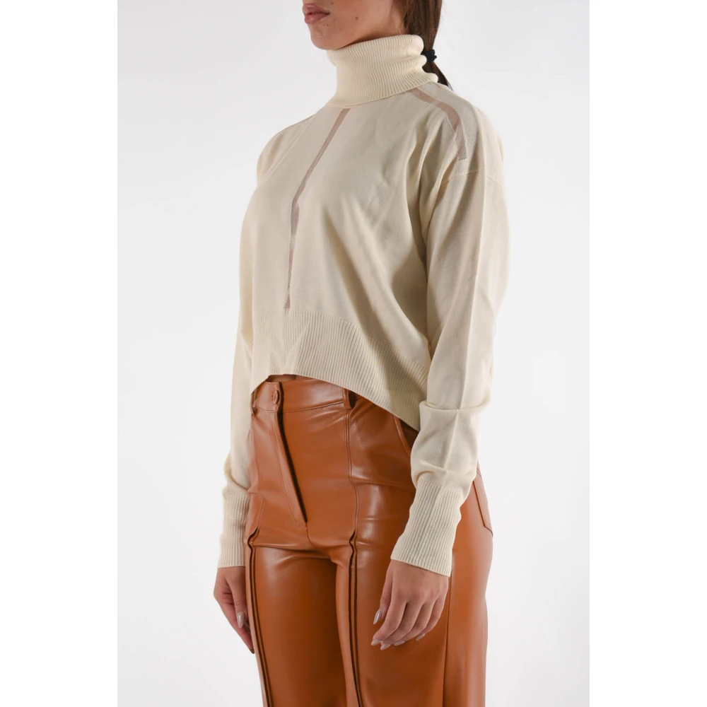 PATRIZIA PEPE Wollen Trui met Lange Mouwen en Hoge Hals Beige Dames