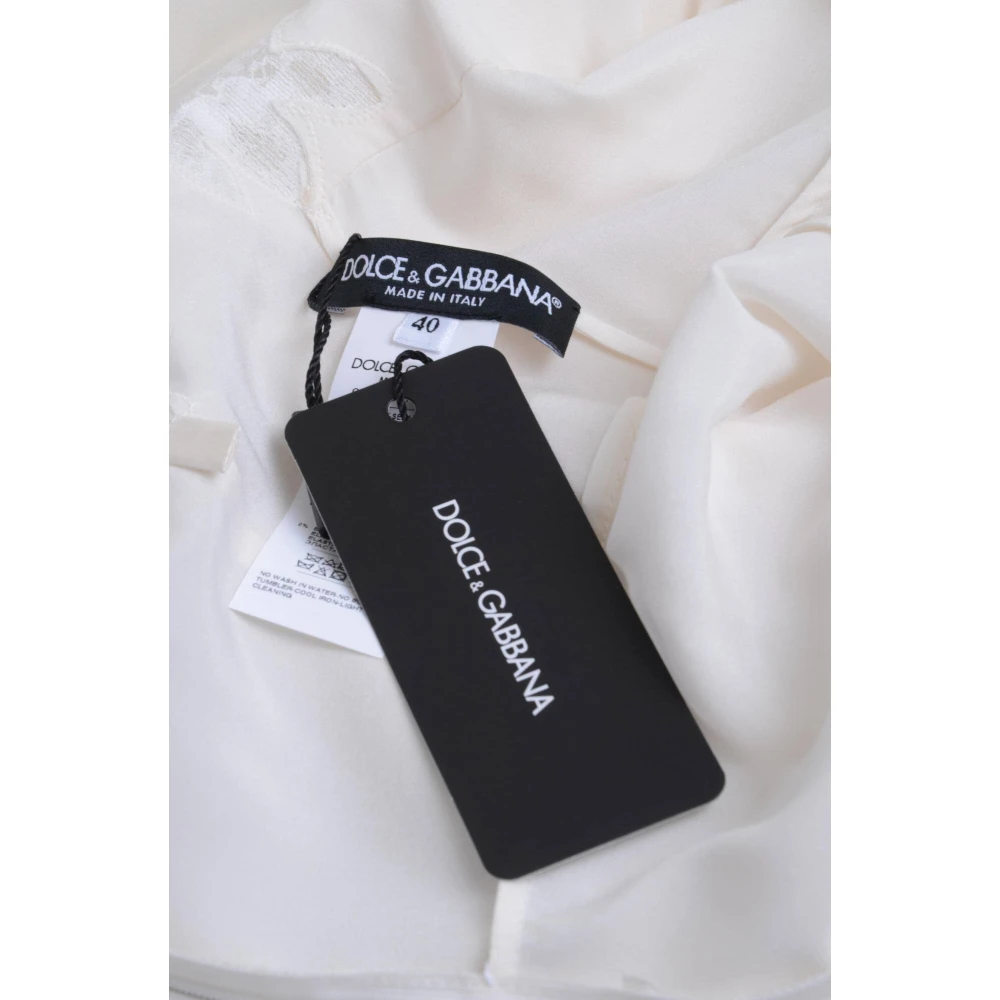 Dolce & Gabbana Kanten Halflange Jurk voor Vrouwen White Dames