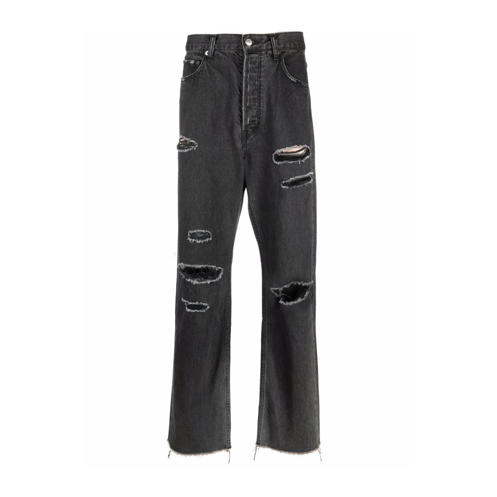 Ambush Zwarte Distressed Katoenen Jeans Black Heren