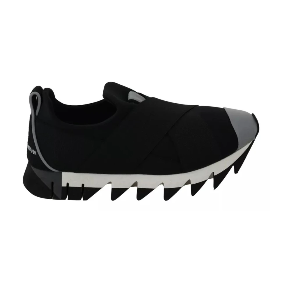 Dolce & Gabbana Zwarte Shark Neopreen Stretch Sneakers Dames Schoenen