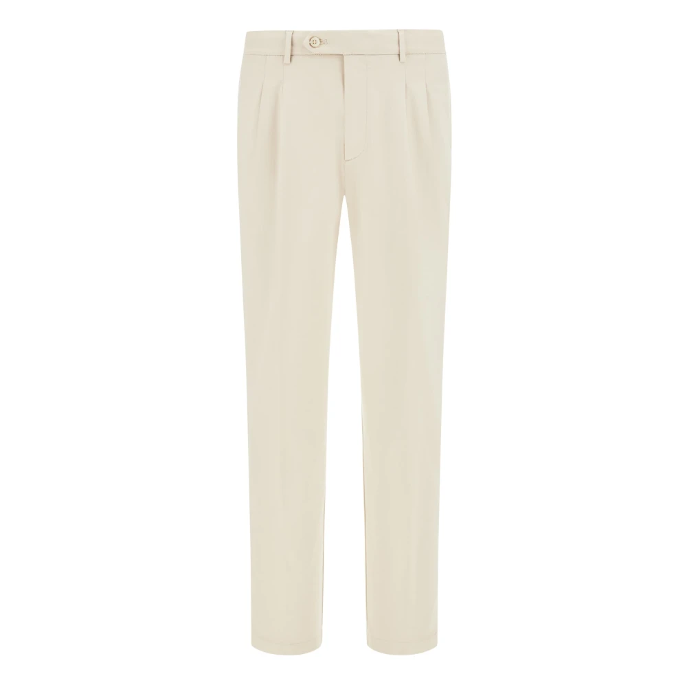Boggi Milano Stretch Katoenen Tencel Broek Beige Heren
