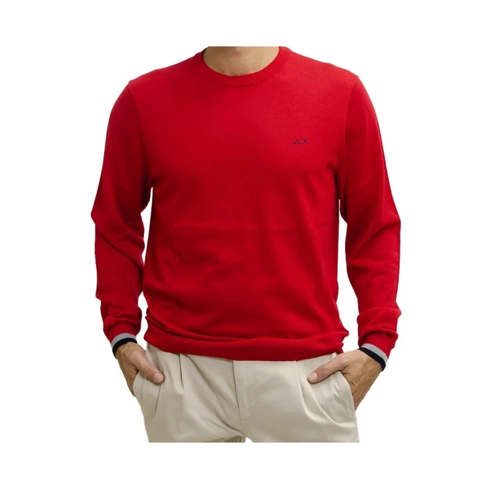 Sun68 Gestreepte manchet stijlvol rond ontwerp Red Heren