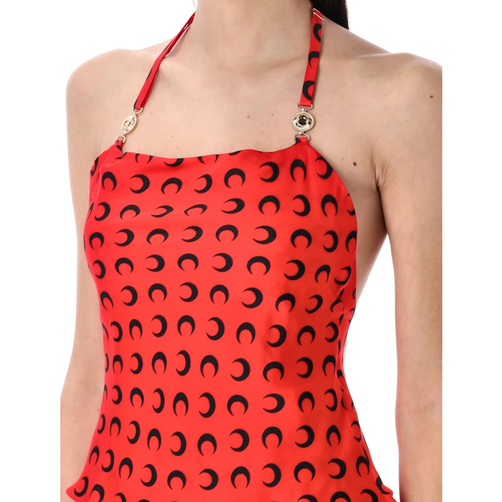 Marine Serre Satin Strap Top met Maandesign Red Dames