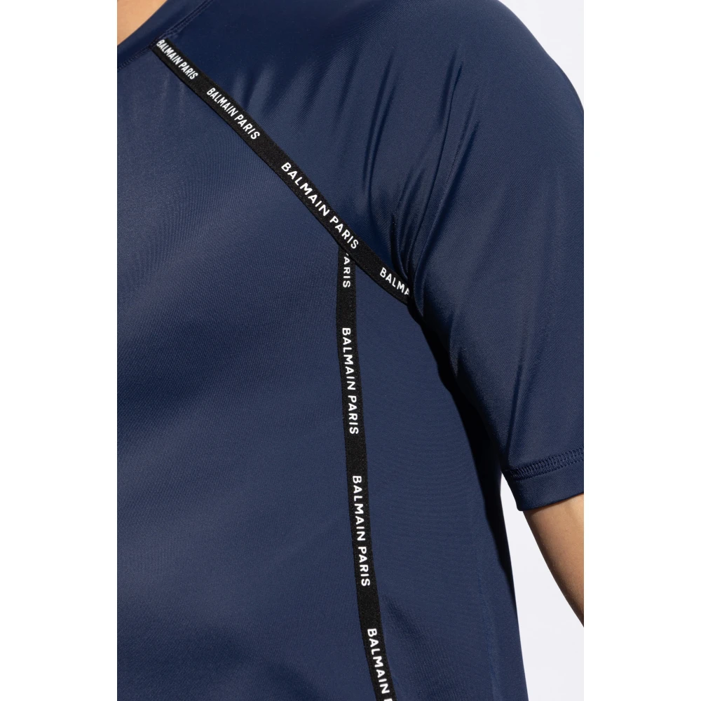 Balmain Zwem T-shirt Blue Heren