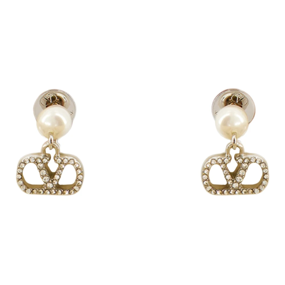 Valentino Garavani Women's Yellow Vlogo Pearl And Swarovski Crystal Earrings