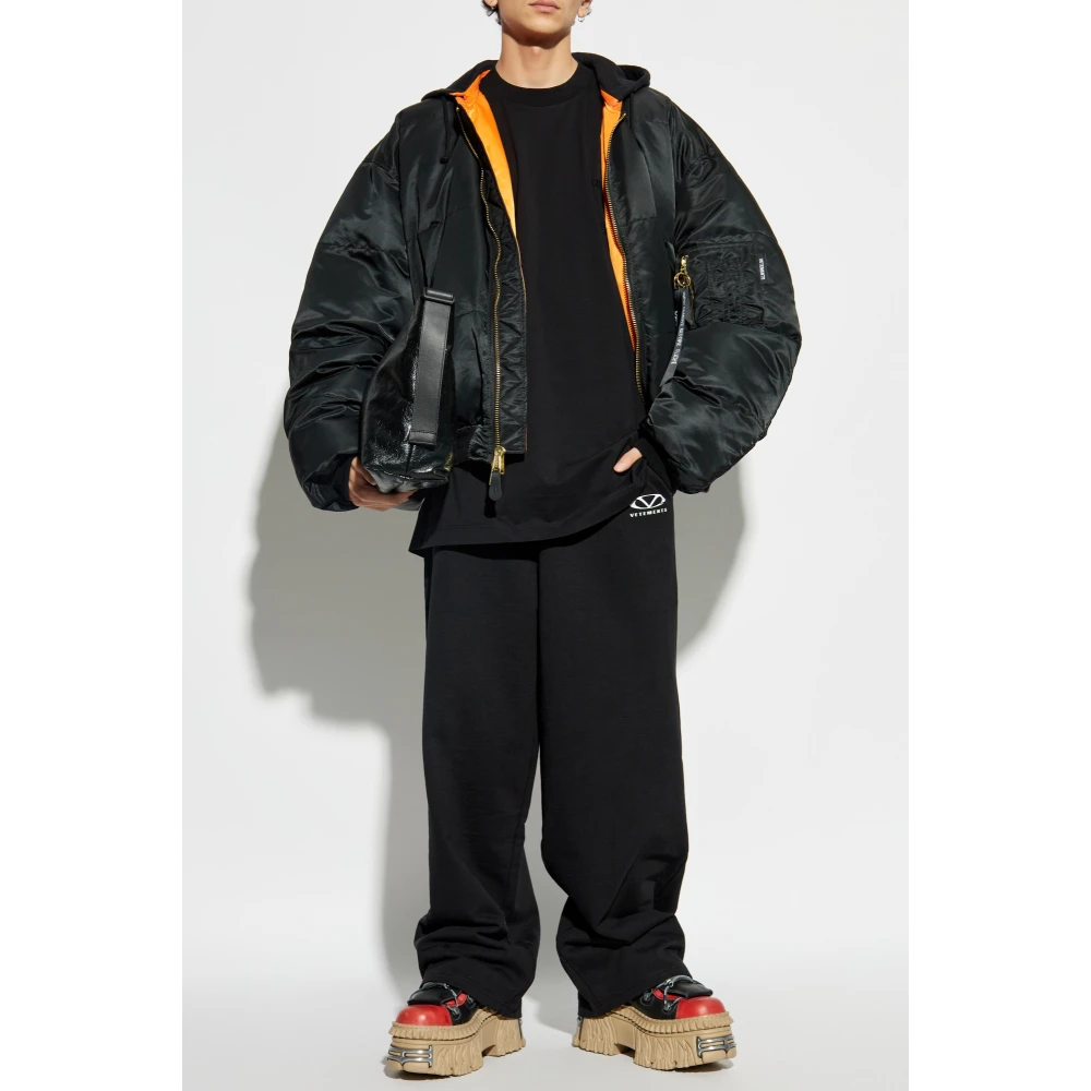 Vetements T-shirt met geborduurd logo Black Heren