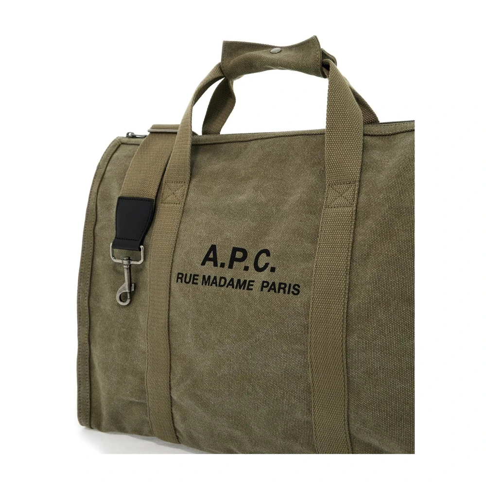 A.p.c. Canvas Tote Bag met Logo Print Green Heren